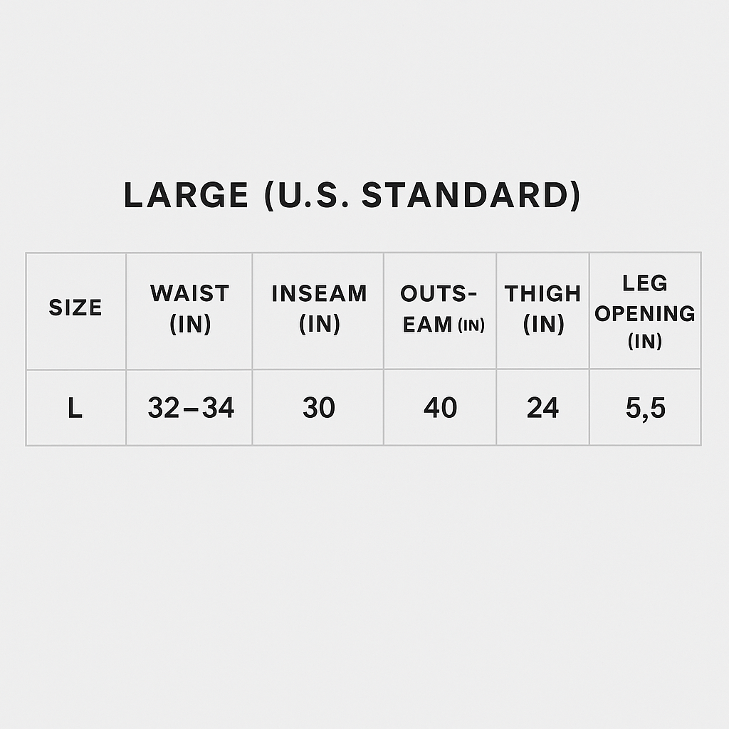 Size guide for pants